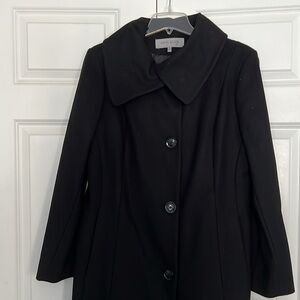 Anne Klein Coat Wool NWT  Black Maxi coat 4 large buttons 2 deep inseam pockets